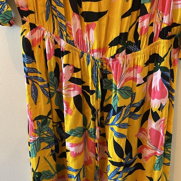 Floral Yellow Maxi Dress SZ Large - Picture 5 of 8